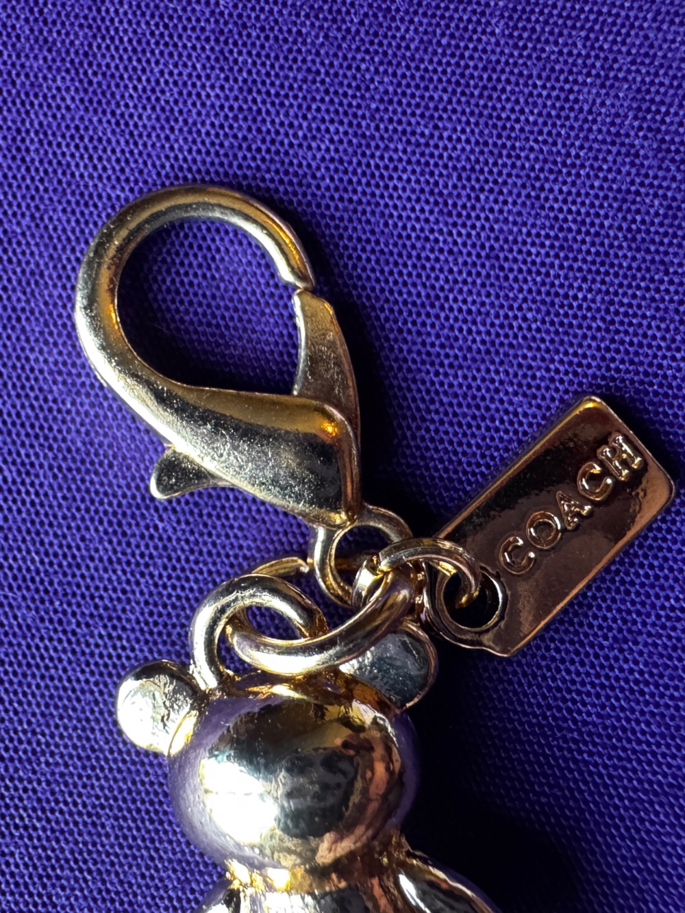 Coach 3D Gold Mini Teddy Bear Bag Charm Keychain EUC - Picture 5 of 12